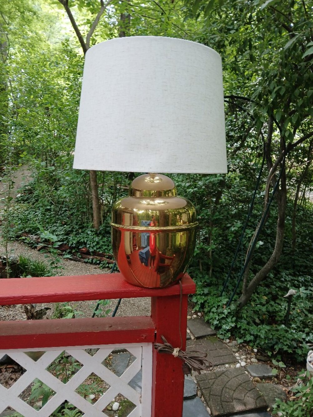 Vtg Oriental Ginger Jar Brass Lamp